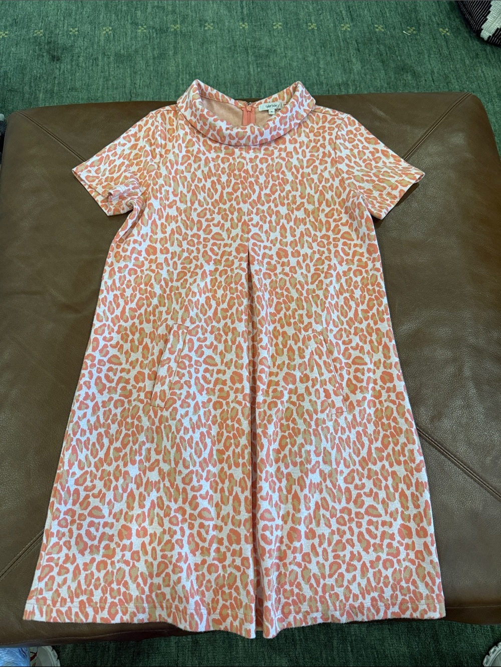 Tyler Boe Coral and Peach Leopard-Print Knit Top